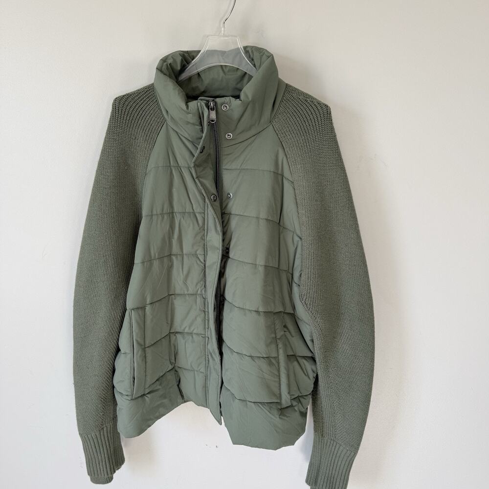 Athleta Incline Hybrid Puffer Jacket Deep Fern Green Small XL Zip Pockets - Picture 4 of 8